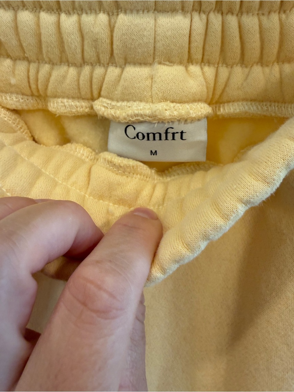 Comfrt Women's Pastel Collection Yellow Fleece Straight Lag Sweatpants Med Comfy - Picture 6 of 7